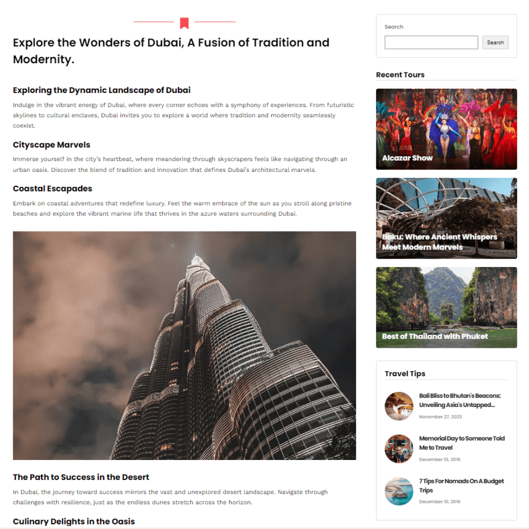 Destinations Navigator Case Study | Tourism Blog Website Development by Gowtham Sriram